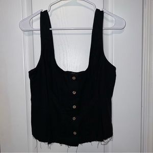 Free People Black Cropped Shirt Women's Size XS
